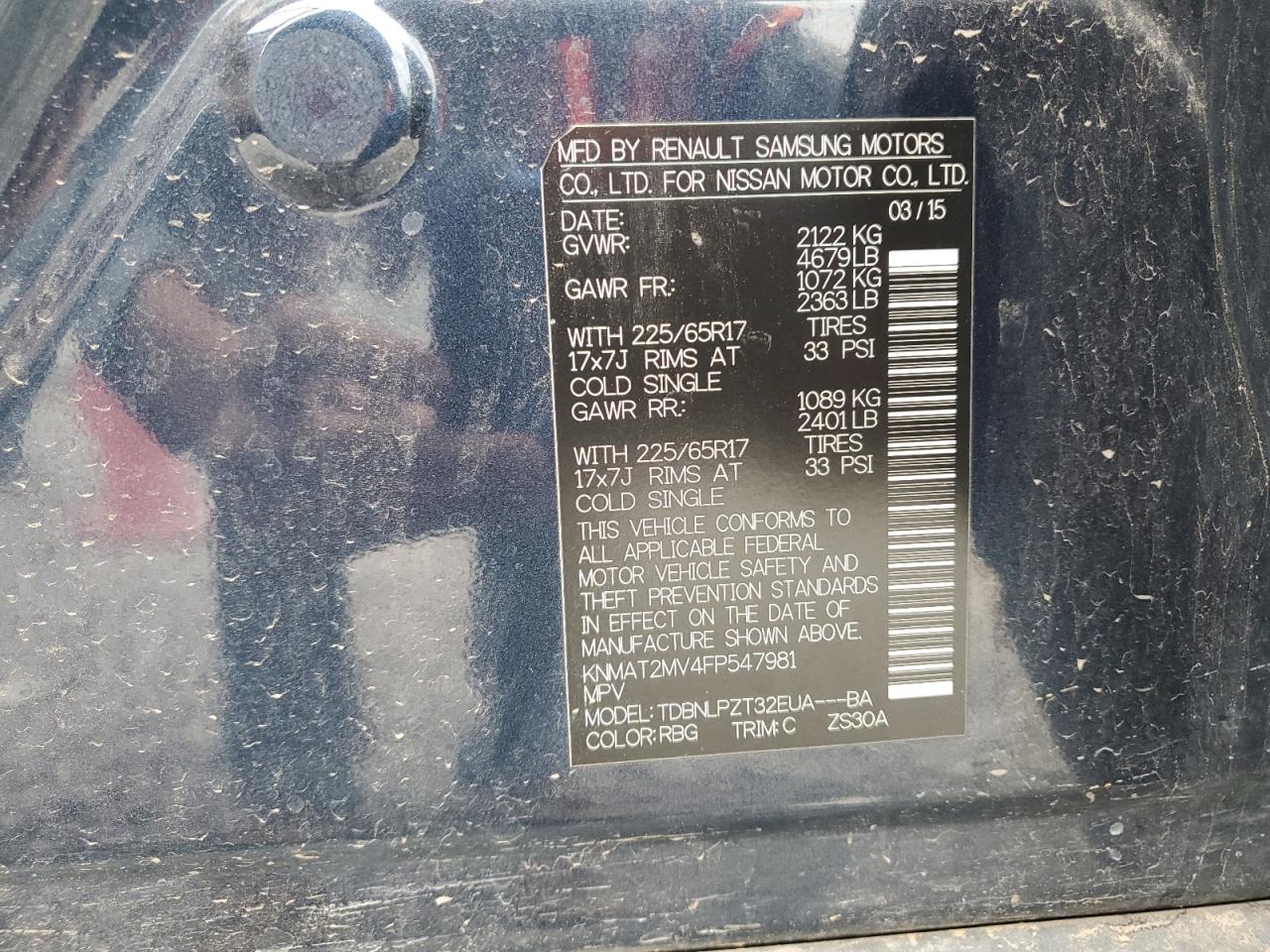 2015 Nissan Rogue S VIN: KNMAT2MV4FP547981 Lot: 71750625