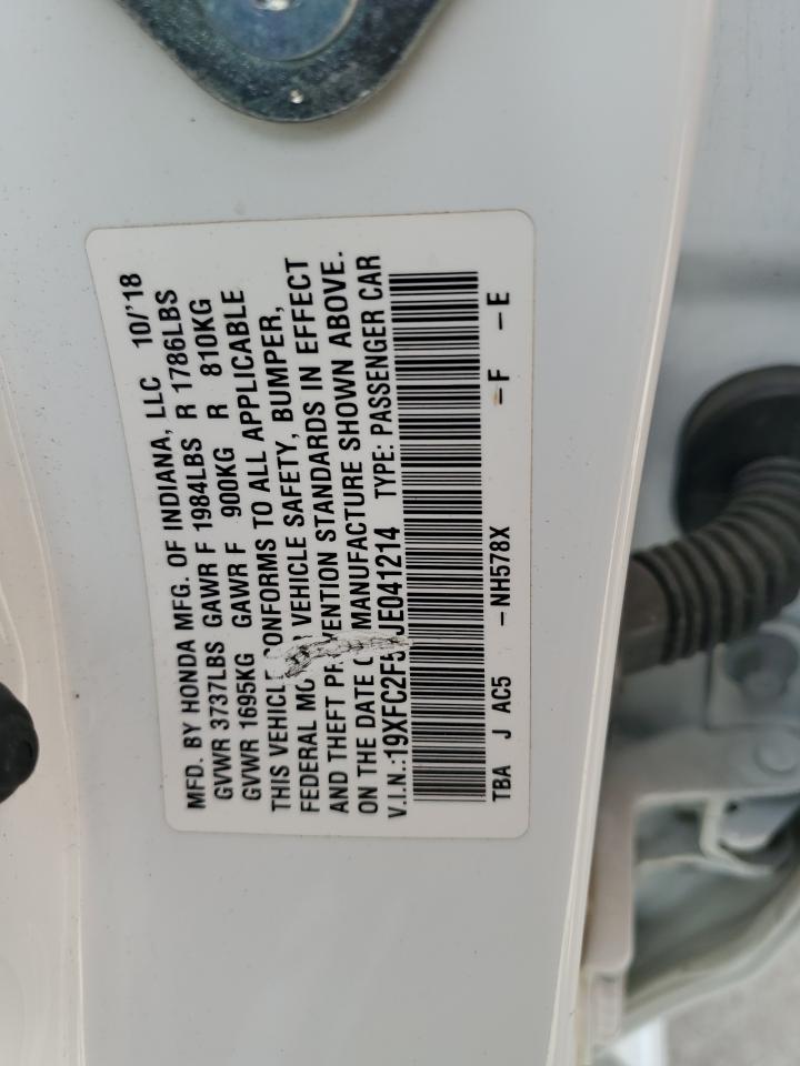 2018 Honda Civic Lx VIN: 19XFC2F51JE041214 Lot: 83993355