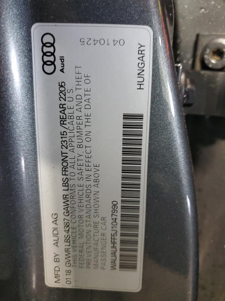 2018 Audi A3 Premium VIN: WAUAUHFF5J1047990 Lot: 71550175