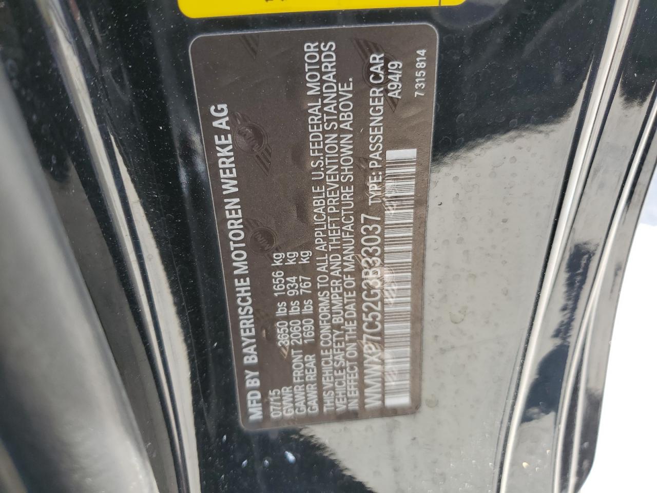 2016 Mini Cooper S VIN: WMWXP7C52G3B33037 Lot: 80658155