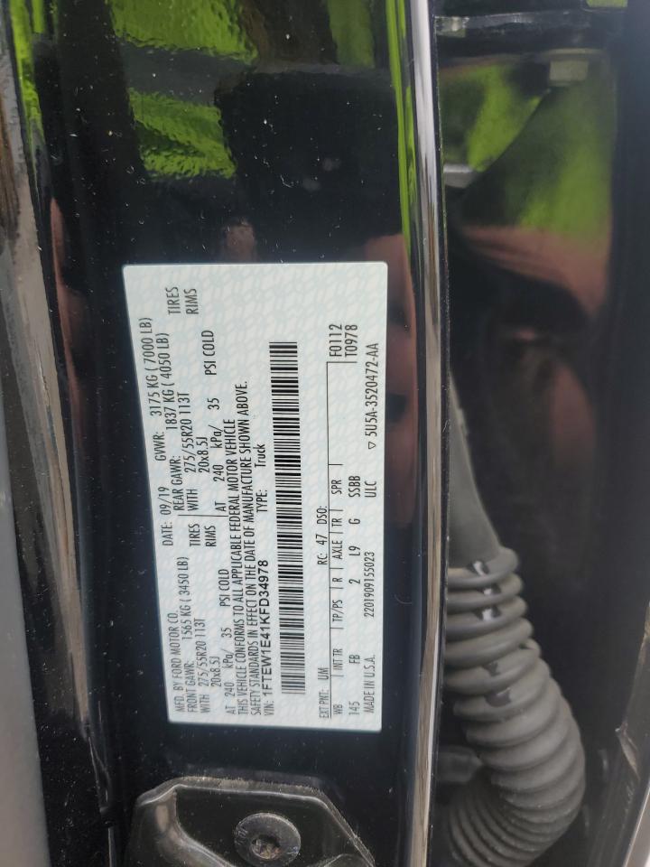 2019 Ford F150 Supercrew VIN: 1FTEW1E41KFD34978 Lot: 83990485