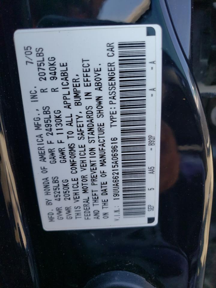 2005 Acura Tl VIN: 19UUA66215A069616 Lot: 71706385