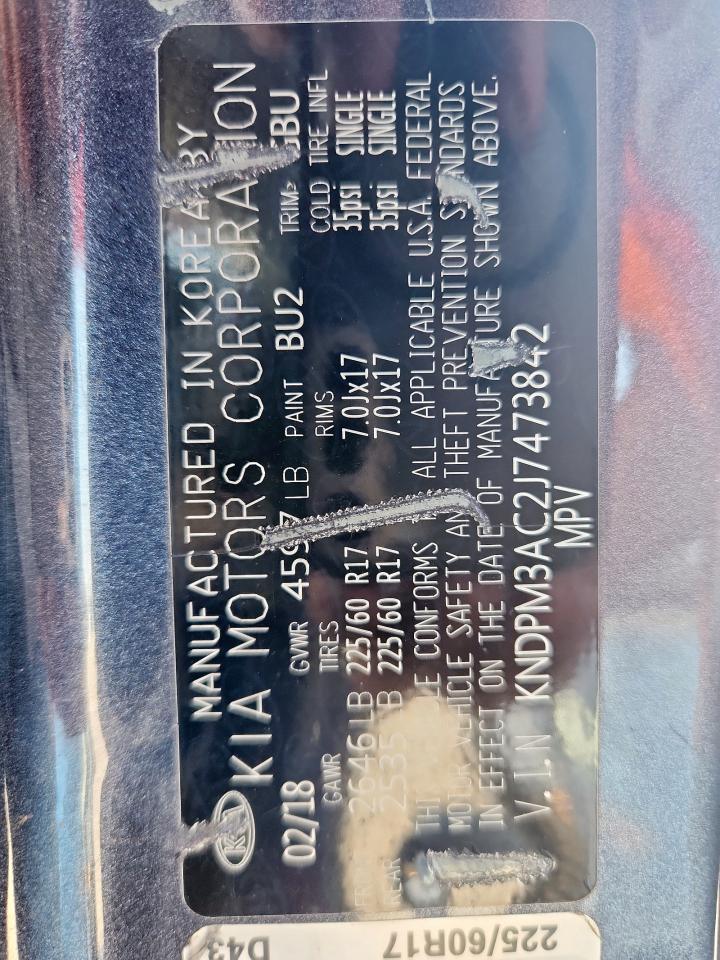 2018 Kia Sportage Lx VIN: KNDPM3AC2J7473842 Lot: 80157555