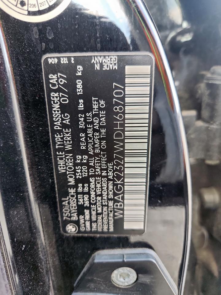 1998 BMW 750 Il VIN: WBAGK2327WDH68707 Lot: 71478595