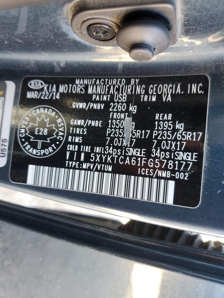 2015 Kia Sorento Lx VIN: 5XYKTCA61FG578177 Lot: 82107795