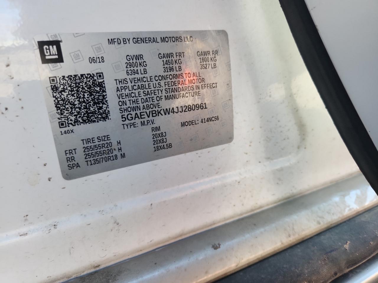 2018 Buick Enclave Premium VIN: 5GAEVBKW4JJ280961 Lot: 81608185