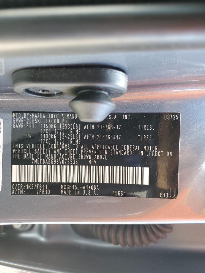 2025 Toyota Corolla Cross Se VIN: 7MUFBABG9SV076536 Lot: 71587915