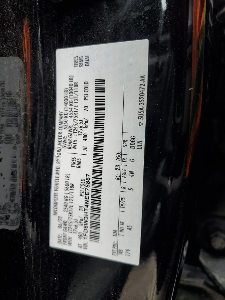 2022 Ford F350 Super Duty VIN: 1FD8W3HT4NEE75867 Lot: 83792365