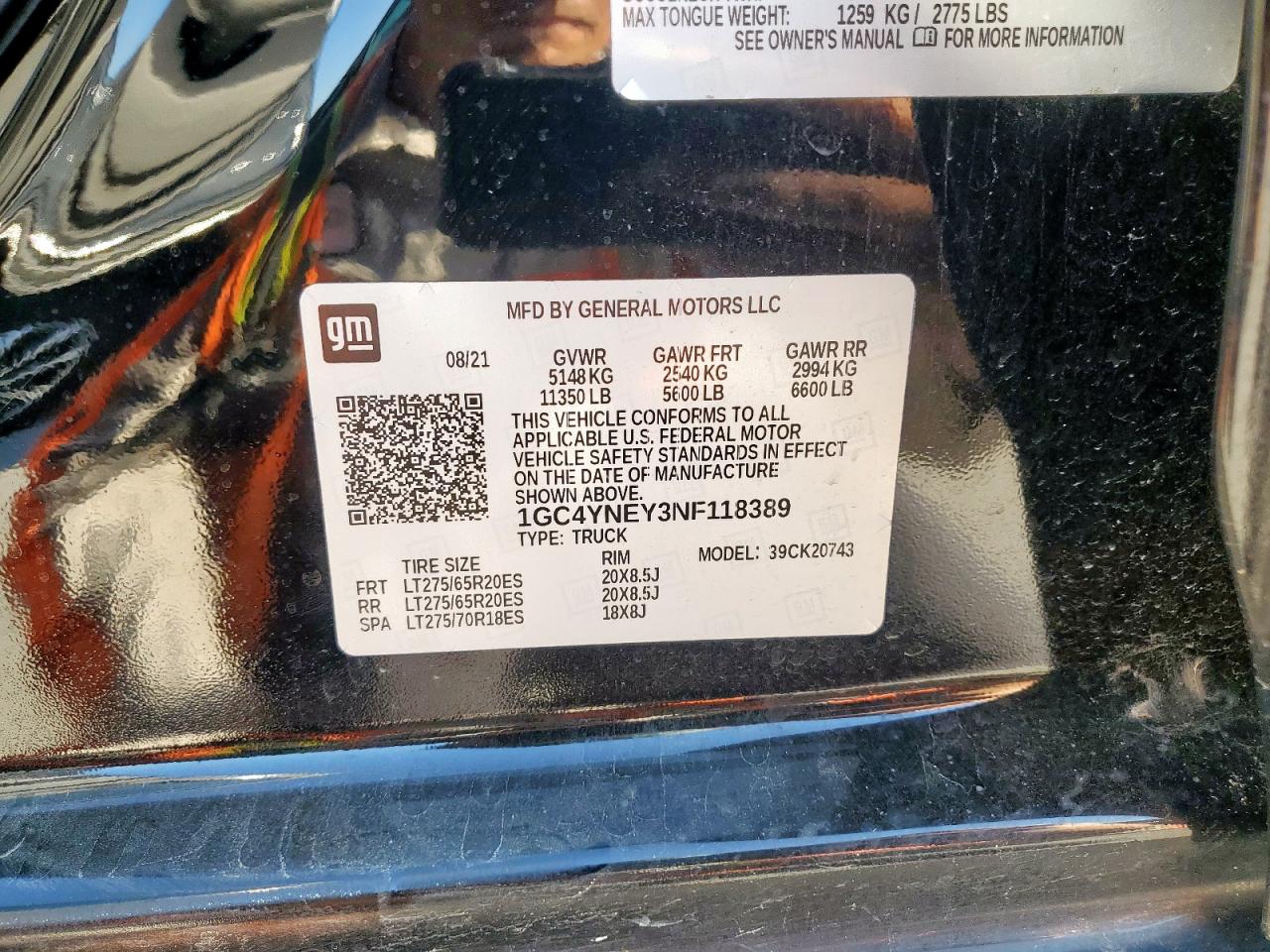 2022 Chevrolet Silverado K2500 Heavy Duty Lt VIN: 1GC4YNEY3NF118389 Lot: 80342805