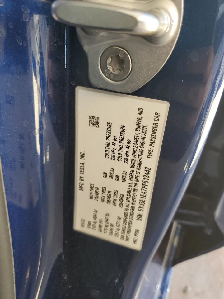 2023 Tesla Model 3 VIN: 5YJ3E1EA7PF513442 Lot: 80717995
