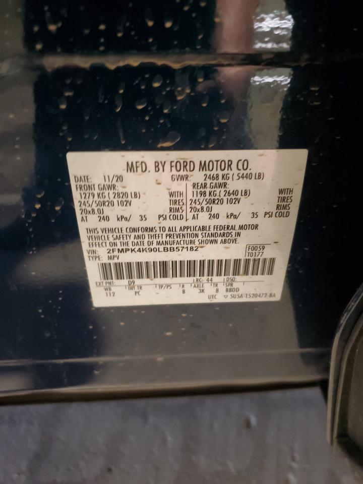 2020 Ford Edge Titanium VIN: 2FMPK4K90LBB57182 Lot: 80433915