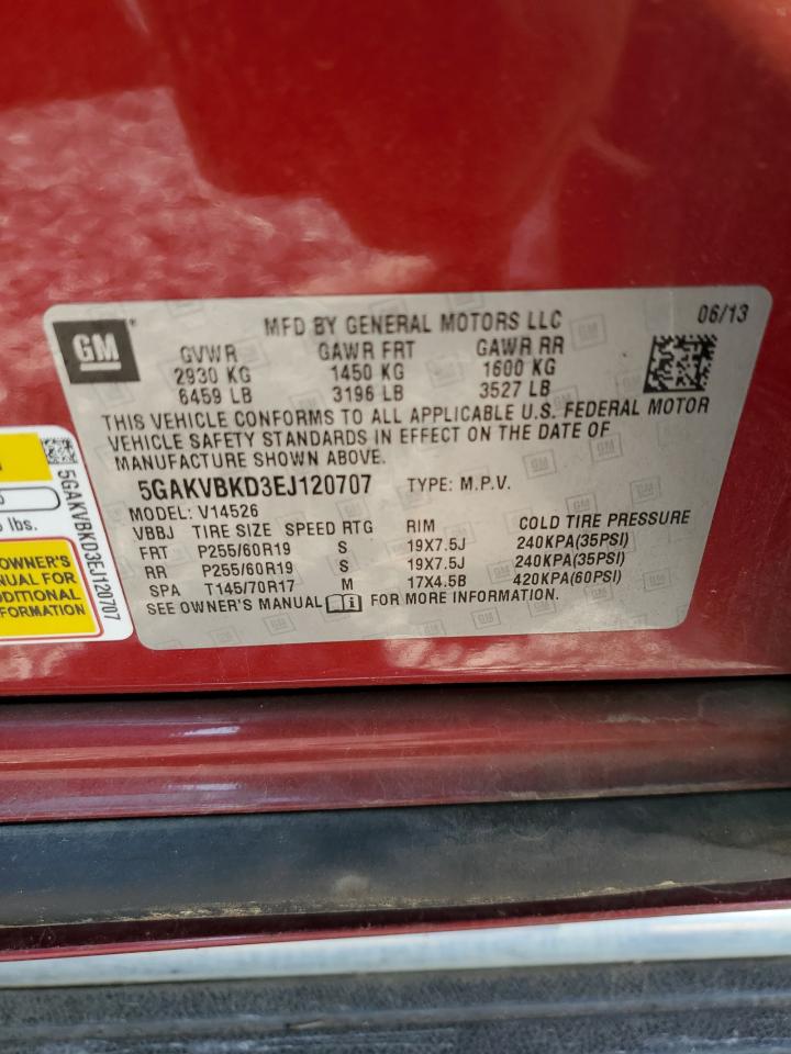 2014 Buick Enclave VIN: 5GAKVBKD3EJ120707 Lot: 72062555