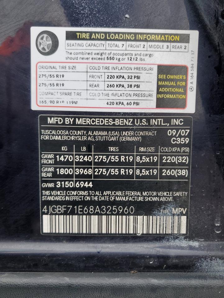 2008 Mercedes-Benz Gl 450 4Matic VIN: 4JGBF71E68A325960 Lot: 83786175