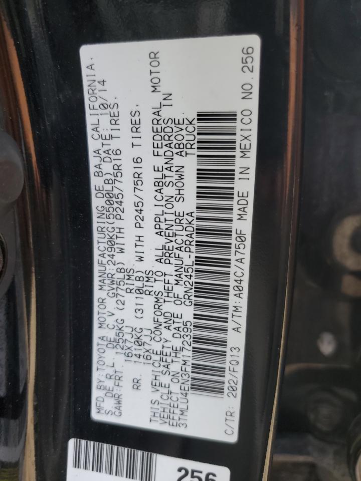 2015 Toyota Tacoma Double Cab VIN: 3TMLU4EN3FM172395 Lot: 84023405