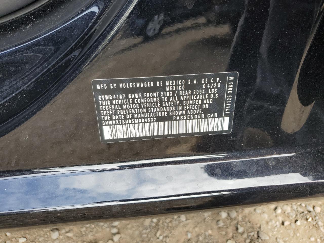 2025 Volkswagen Jetta Sport VIN: 3VWBX7BU8SM084532 Lot: 72038625