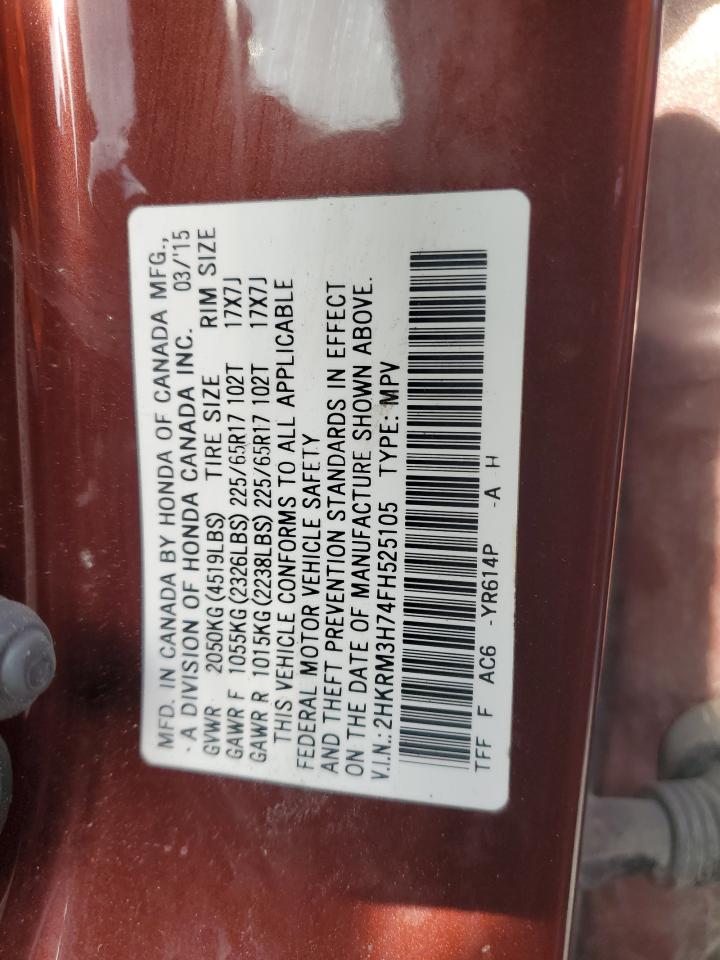 2015 Honda Cr-V Exl VIN: 2HKRM3H74FH525105 Lot: 84356705