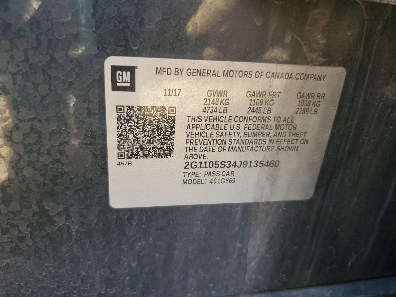 2018 Chevrolet Impala Lt VIN: 2G1105S34J9135460 Lot: 83974745