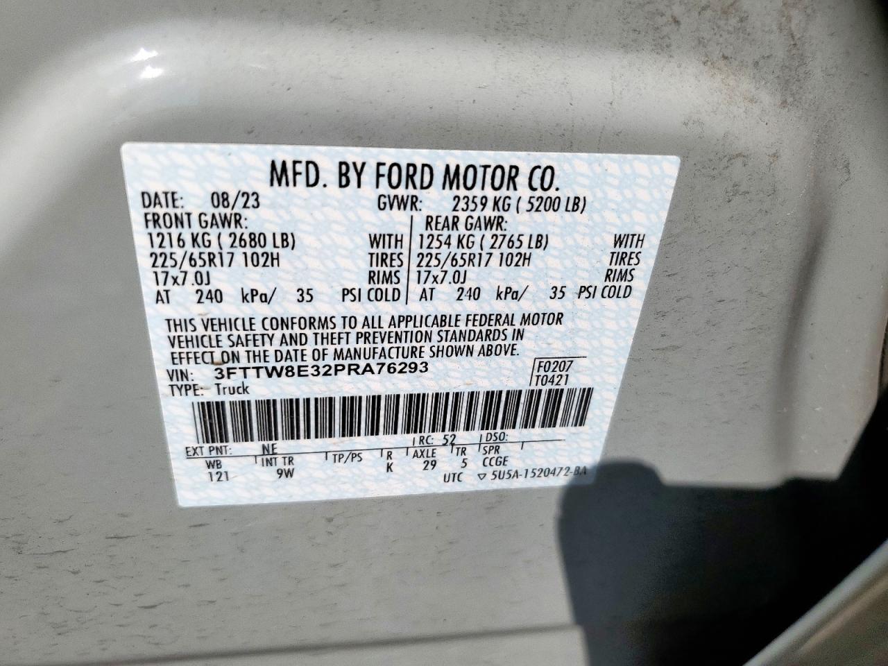 2023 Ford Maverick Xl VIN: 3FTTW8E32PRA76293 Lot: 71322025