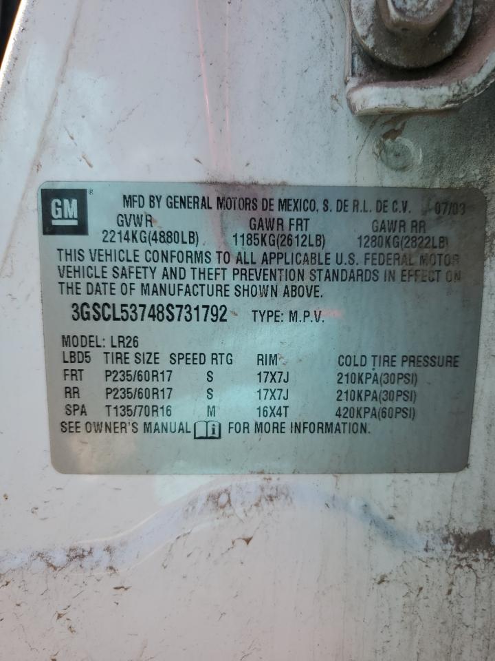 2008 Saturn Vue Xr VIN: 3GSCL53748S731792 Lot: 80716855