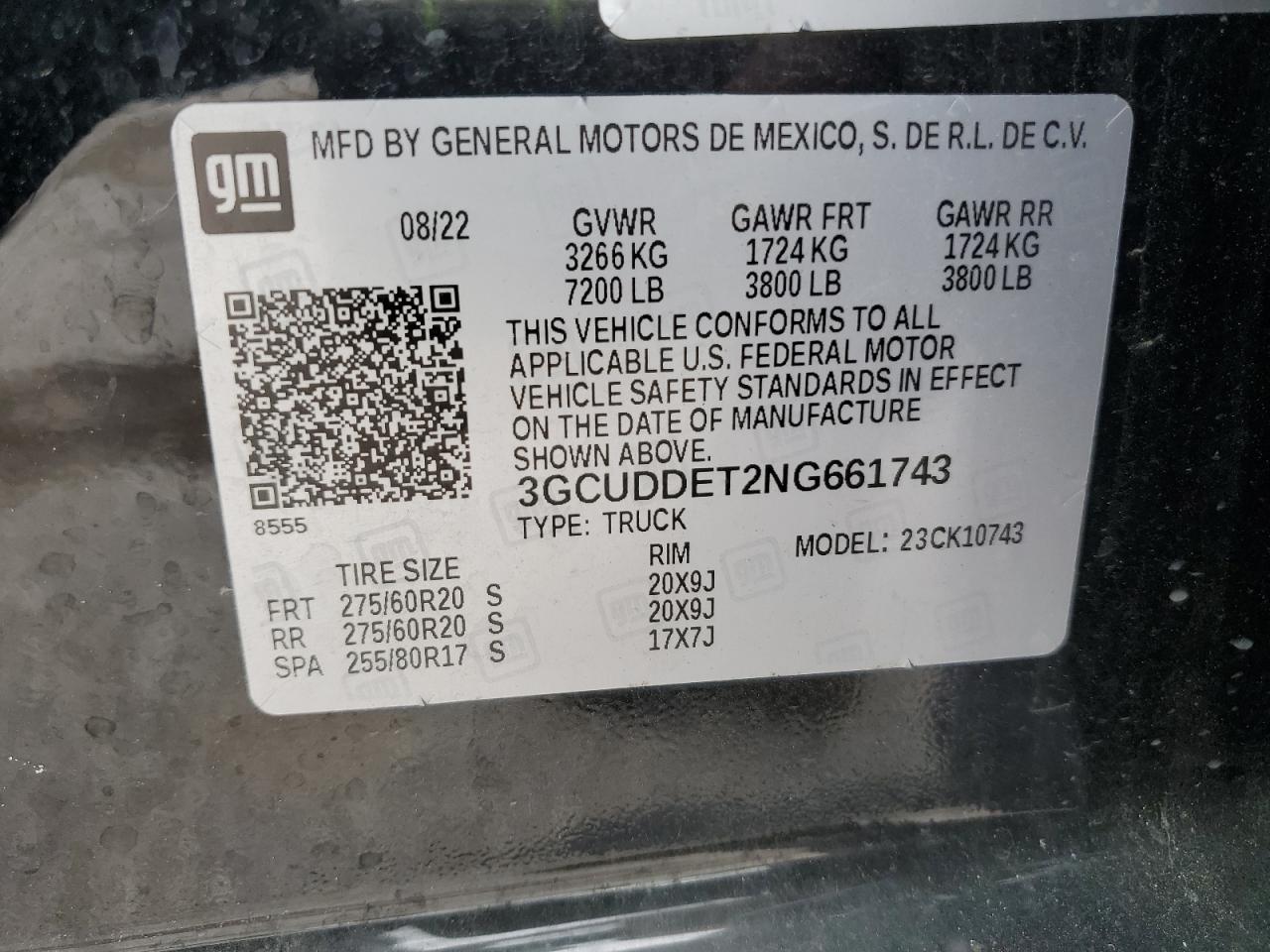 2022 Chevrolet Silverado K1500 Lt VIN: 3GCUDDET2NG661743 Lot: 71438805