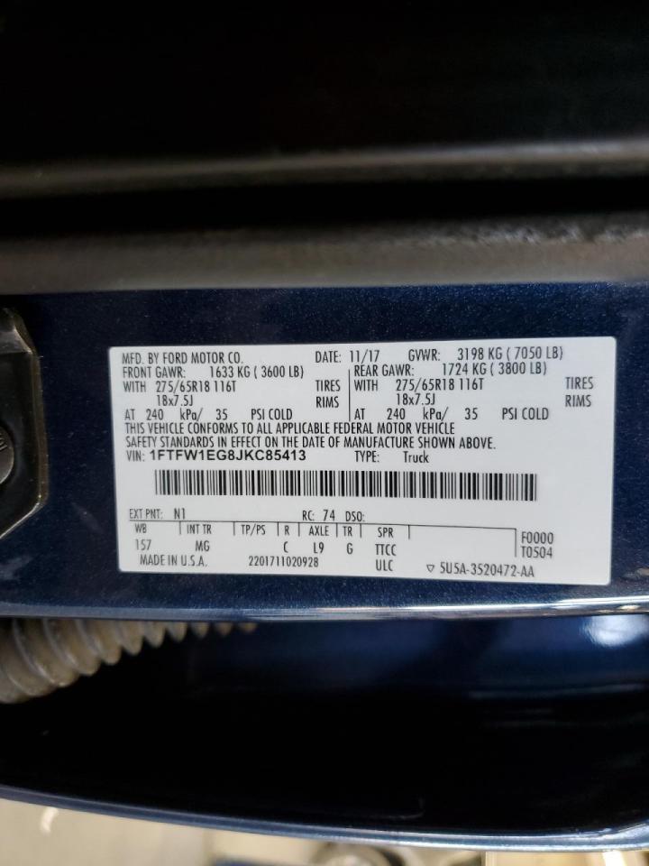 2018 Ford F150 Supercrew VIN: 1FTFW1EG8JKC85413 Lot: 81781845