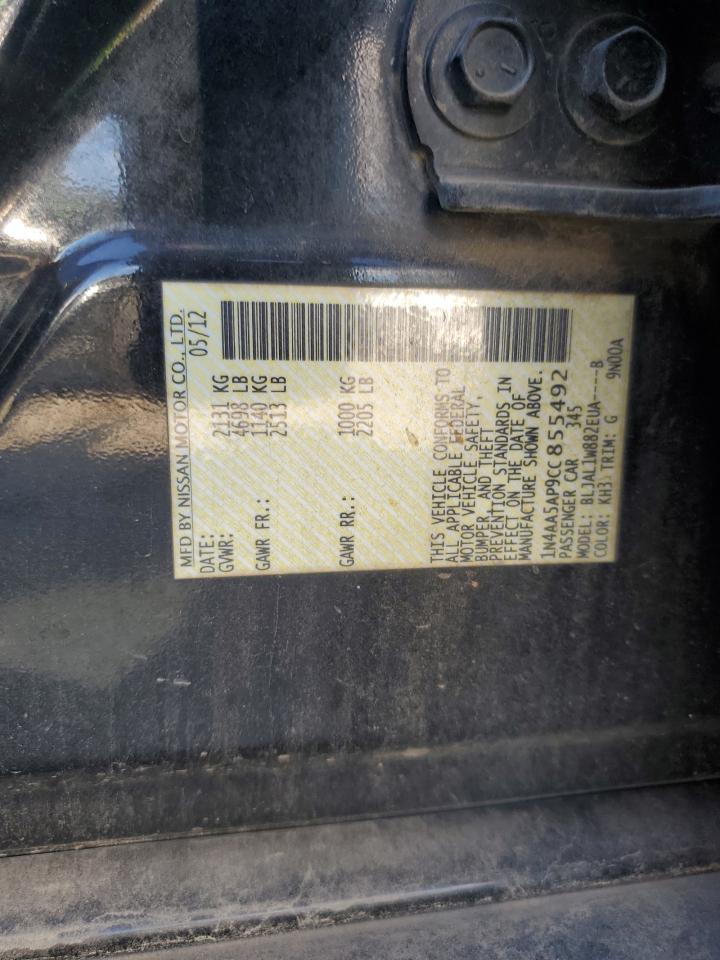 2012 Nissan Maxima S VIN: 1N4AA5AP9CC855492 Lot: 81914665