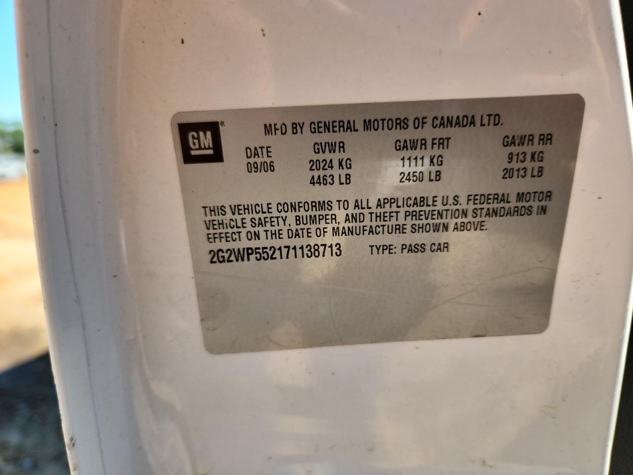 2007 Pontiac Grand Prix VIN: 2G2WP552171138713 Lot: 84254475