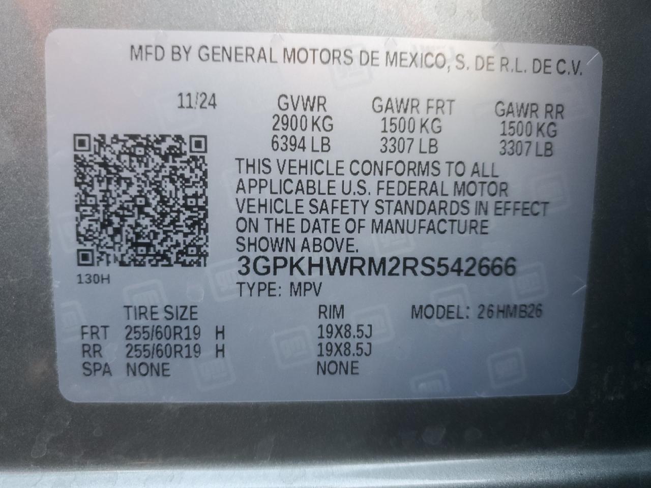 2024 Honda Prologue Tour VIN: 3GPKHWRM2RS542666 Lot: 71233465