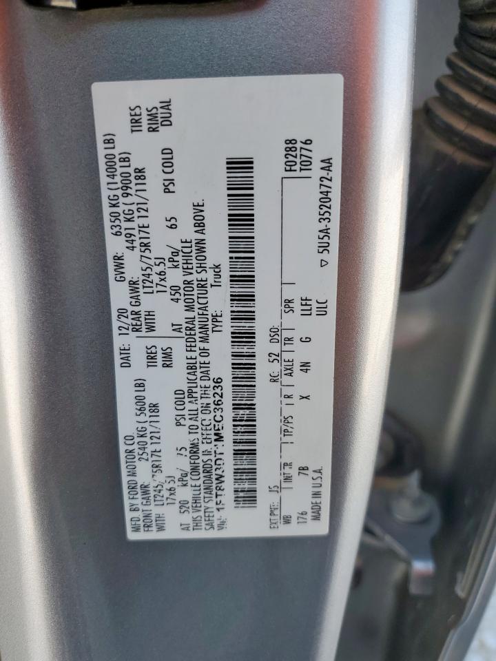 2021 Ford F350 Super Duty VIN: 1FT8W3DT1MEC36236 Lot: 71525885