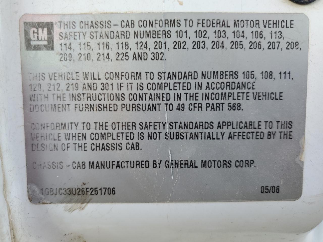 2006 Chevrolet Silverado C3500 VIN: 1GBJC33U26F251706 Lot: 71659275
