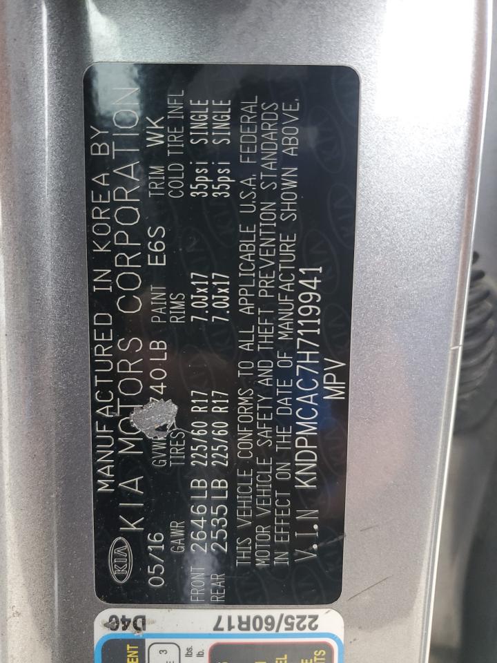 2017 Kia Sportage Lx VIN: KNDPMCAC7H7119941 Lot: 80076525