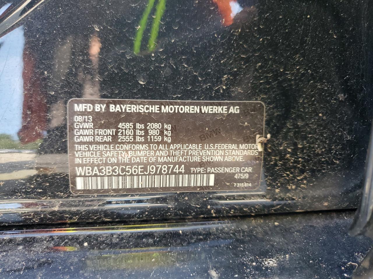 2014 BMW 328 Xi VIN: WBA3B3C56EJ978744 Lot: 80162245