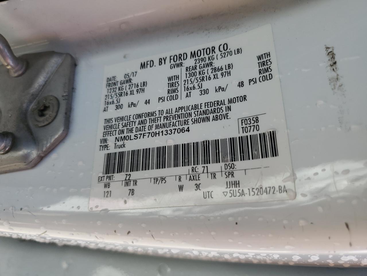 2017 Ford Transit Connect Xlt VIN: NM0LS7F70H1337064 Lot: 80763565