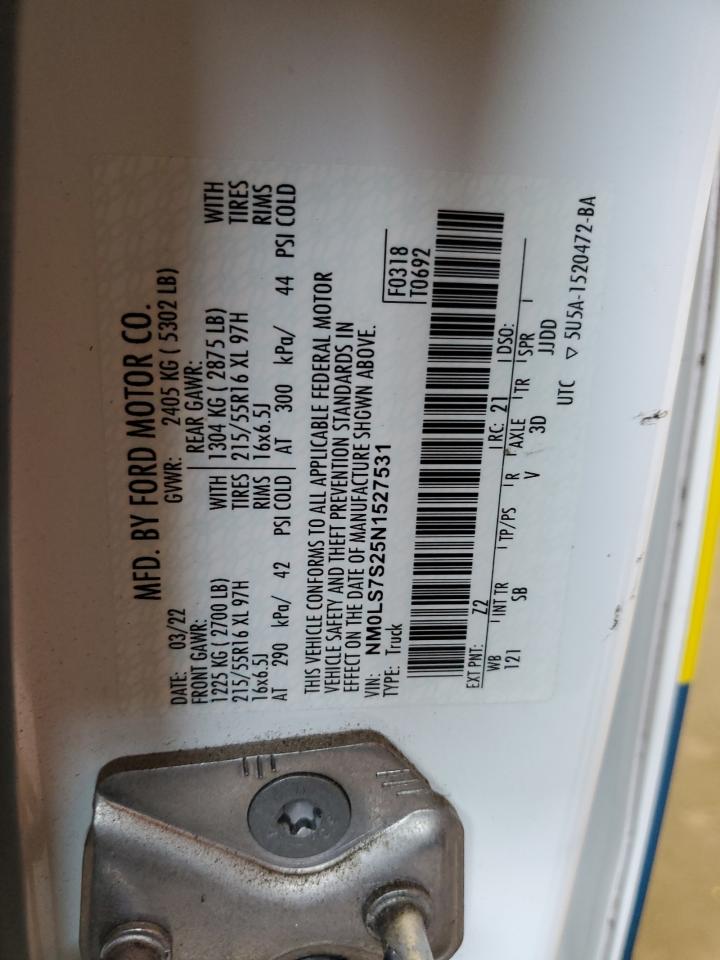 2022 Ford Transit Connect Xl VIN: NM0LS7S25N1527531 Lot: 80888365