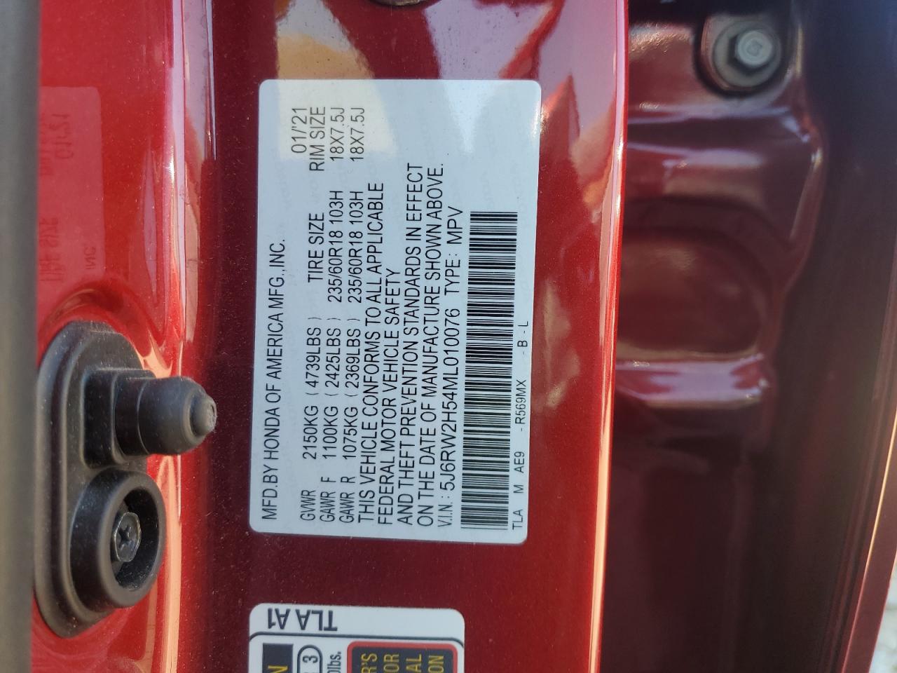 2021 Honda Cr-V Ex VIN: 5J6RW2H54ML010076 Lot: 84039065