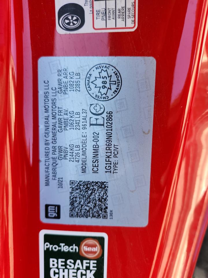 2022 Chevrolet Camaro Zl1 VIN: 1G1FK1R69N0102866 Lot: 81213775