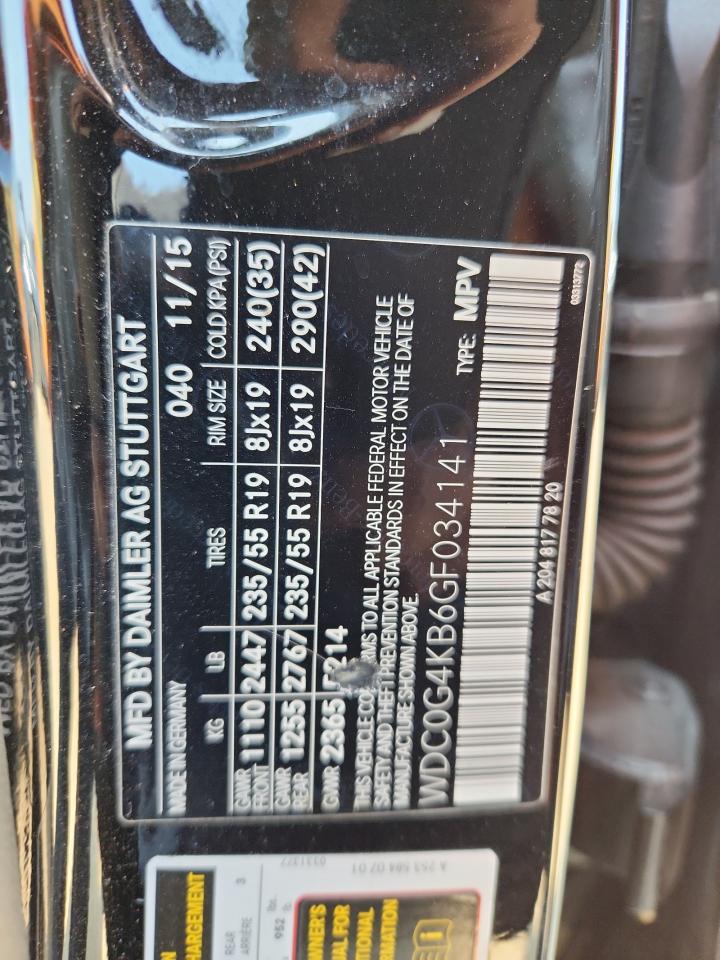 2016 Mercedes-Benz Glc 300 4Matic VIN: WDC0G4KB6GF034141 Lot: 81334175