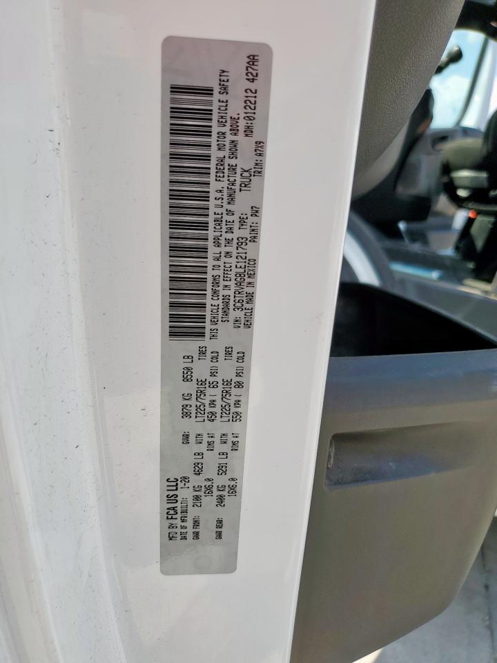 2020 Ram Promaster 1500 1500 Standard VIN: 3C6TRVAG8LE121793 Lot: 81455855
