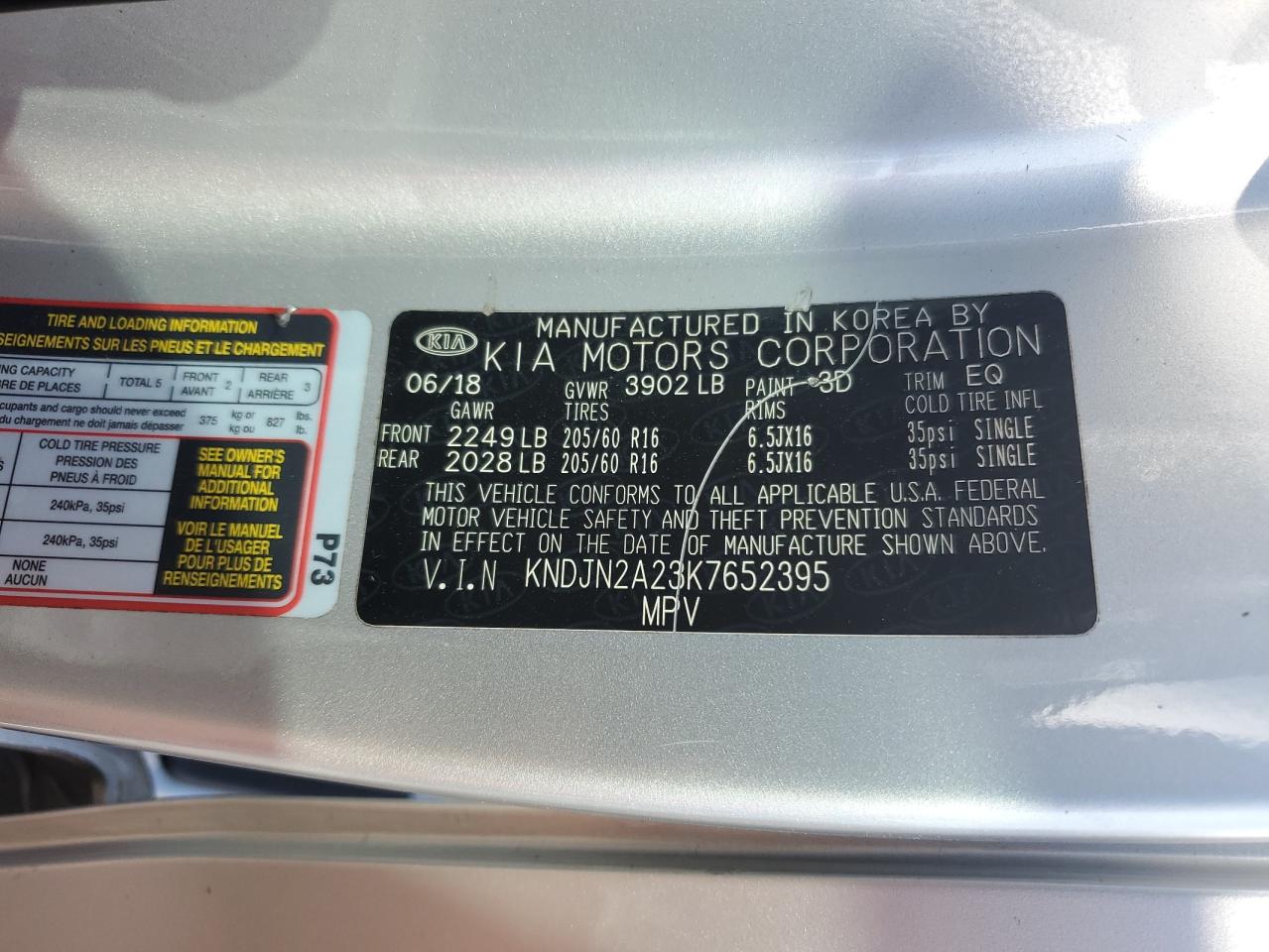 2019 Kia Soul VIN: KNDJN2A23K7652395 Lot: 83795055