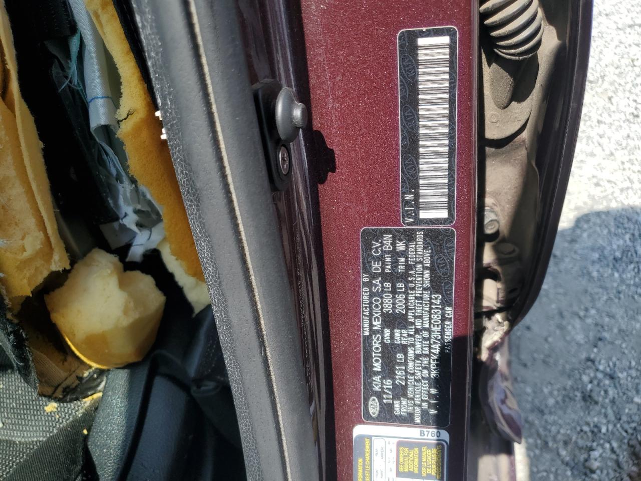 2017 Kia Forte Lx VIN: 3KPFK4A73HE083143 Lot: 83803935