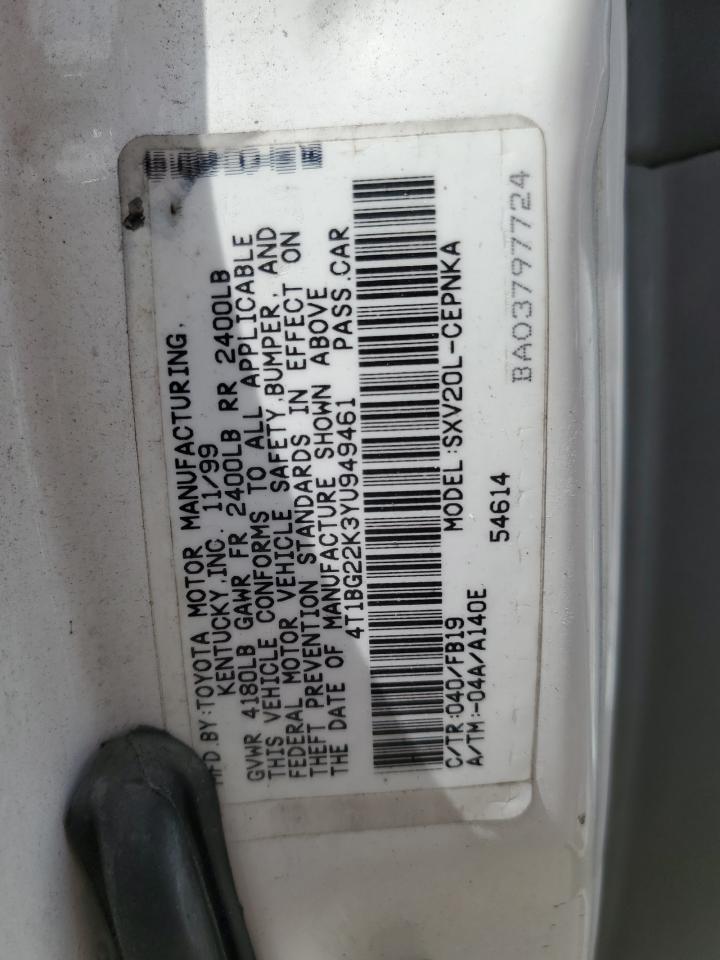2000 Toyota Camry Ce VIN: 4T1BG22K3YU949461 Lot: 71974585