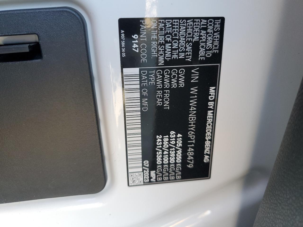 2023 Mercedes-Benz Sprinter 2500 VIN: W1W4NBHY6PT148479 Lot: 71030245