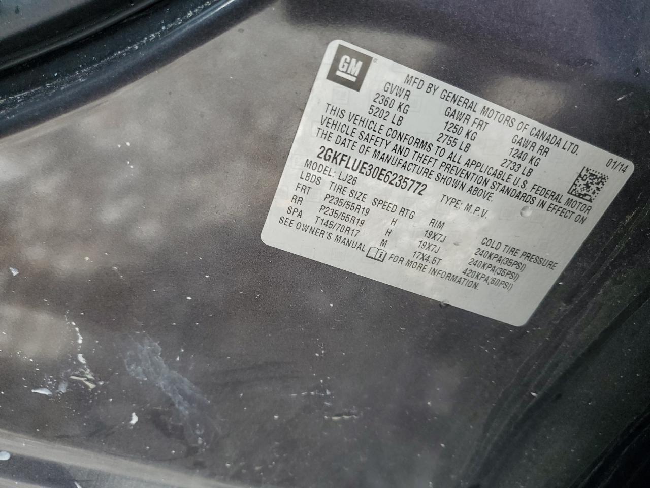 2014 GMC Terrain Denali VIN: 2GKFLUE30E6235772 Lot: 81790345