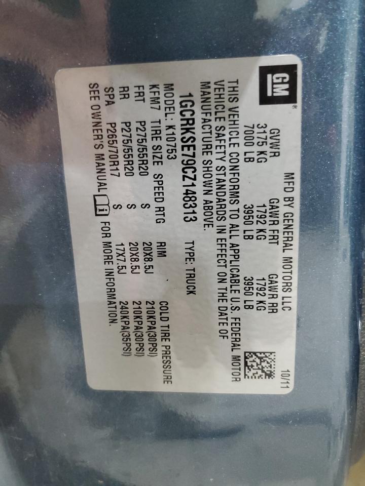 2012 Chevrolet Silverado K1500 Lt VIN: 1GCRKSE79CZ148313 Lot: 81906685