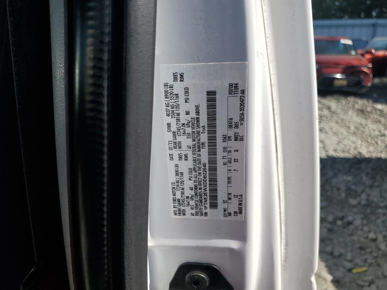 2013 Ford Econoline E250 Van VIN: 1FTNE2EWXDDB22640 Lot: 80216845