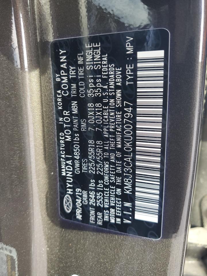 2019 Hyundai Tucson Limited VIN: KM8J3CAL0KU007947 Lot: 81811235