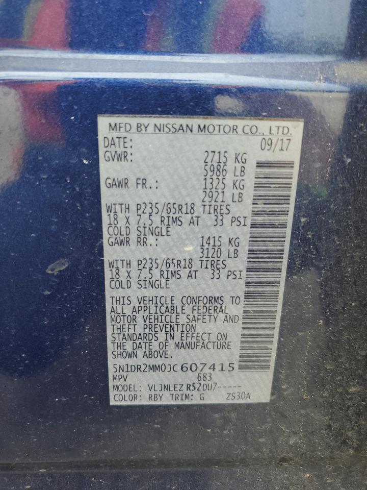 2018 Nissan Pathfinder S VIN: 5N1DR2MM0JC607415 Lot: 81068115