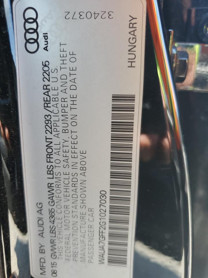 2016 Audi A3 Premium VIN: WAUA7GFF2G1027030 Lot: 71238255