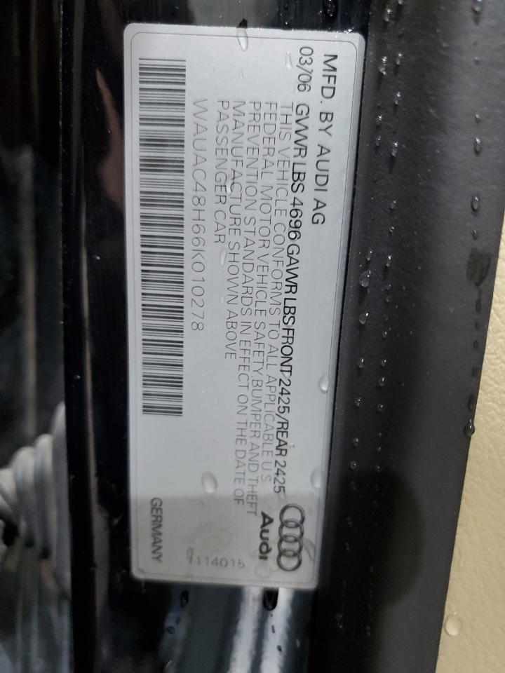 2006 Audi A4 1.8 Cabriolet VIN: WAUAC48H66K010278 Lot: 84766535