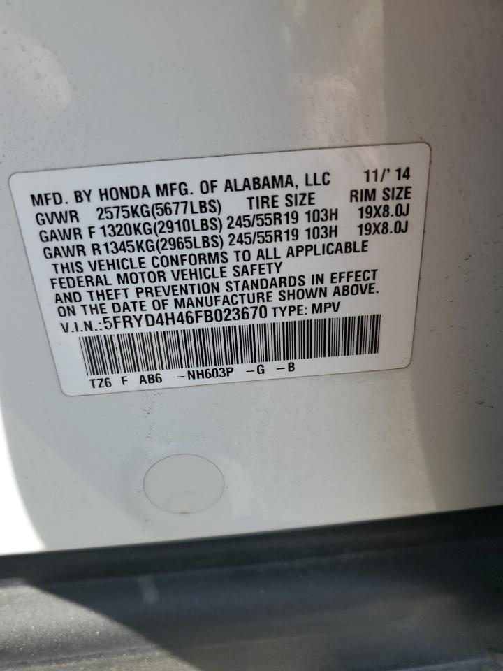 2015 Acura Mdx Technology VIN: 5FRYD4H46FB023670 Lot: 71536205